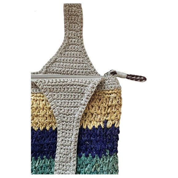 The Sak Multicolor  Raffia Crochet Tote Bag Zip Closure - Picture 4 of 12